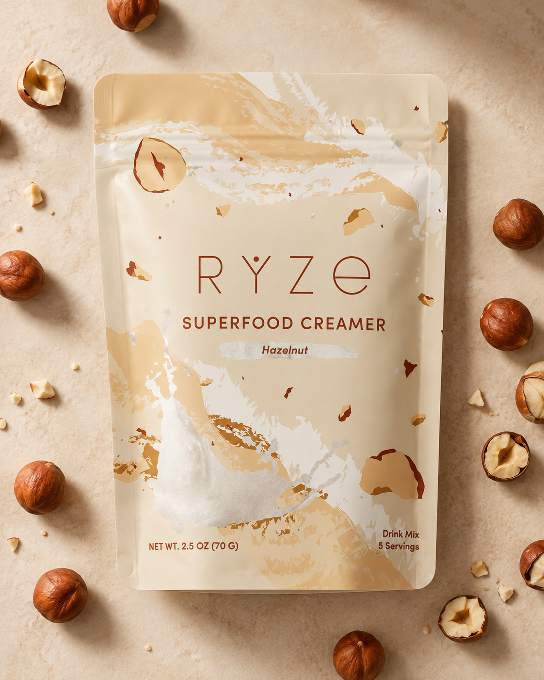 Ryze Mushroom Hazelnut creamer pouch